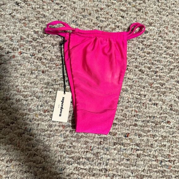 NWT Superdown x Revolve Hazel Bikini Bottom hot pink high waist thong bikini XXS - Picture 6 of 8
